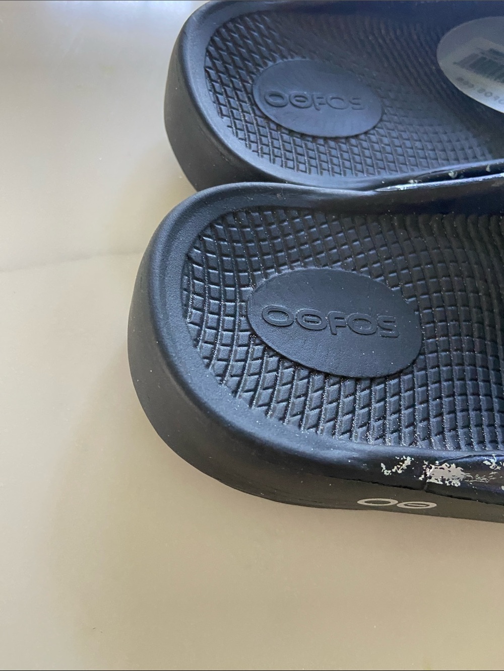 Women's Black Slides with blue Marble - Casual Comfort - Picture 14 of 15